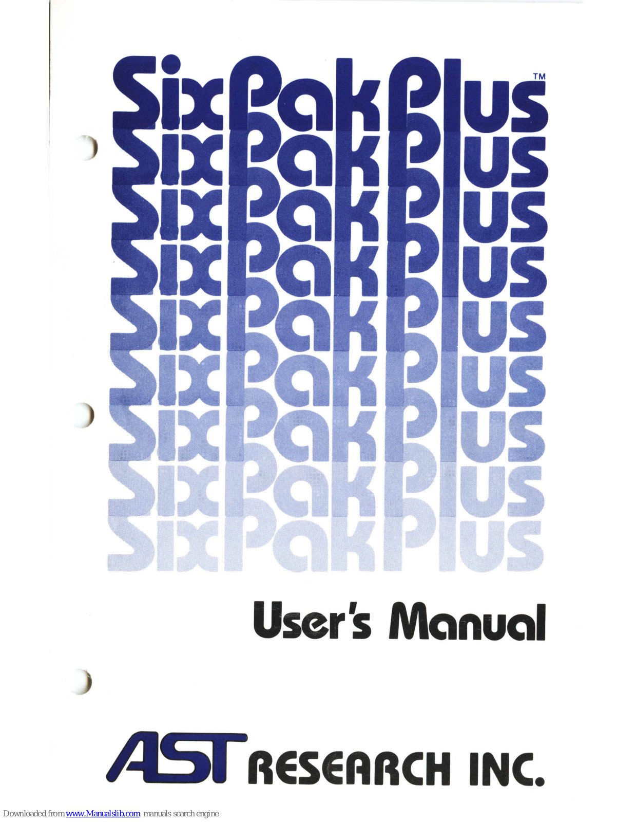 AST RESEARCH SixPakPlus User Manual - ManualMachine.com