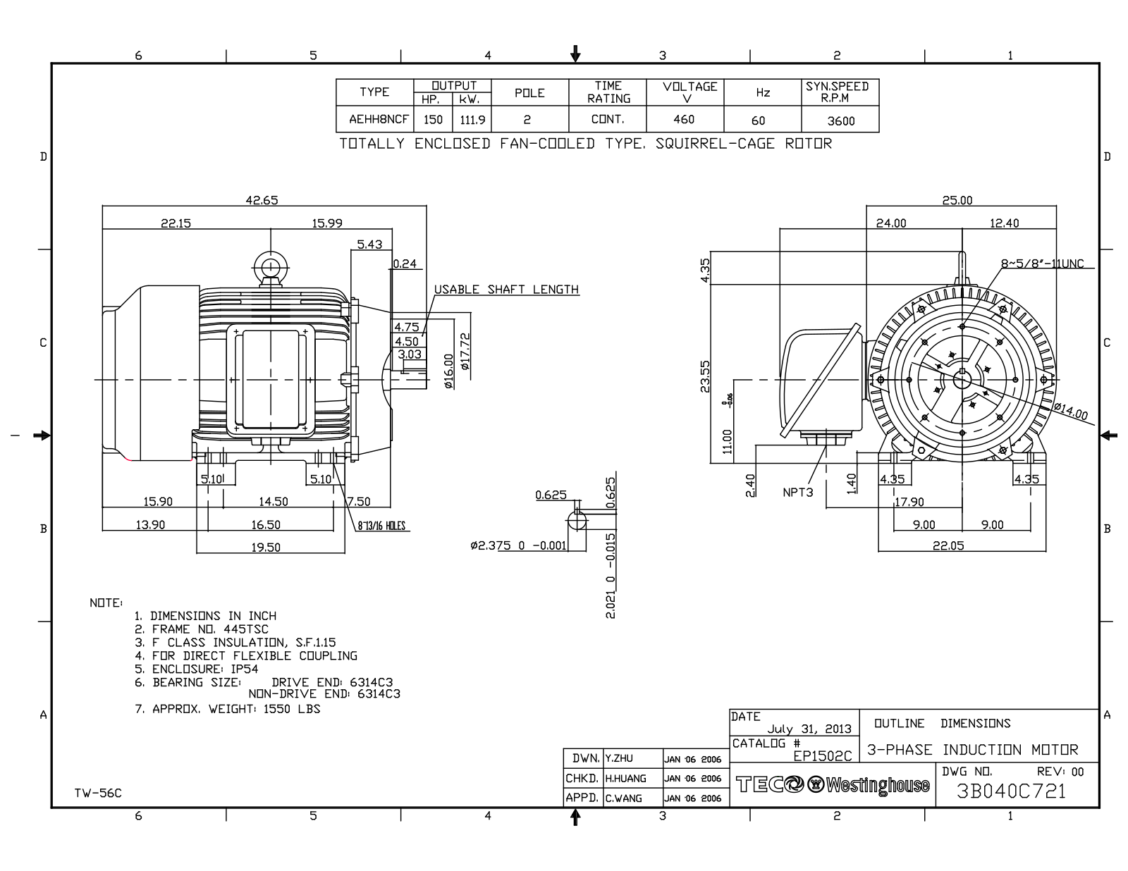 Teco EP1502C Reference Drawing