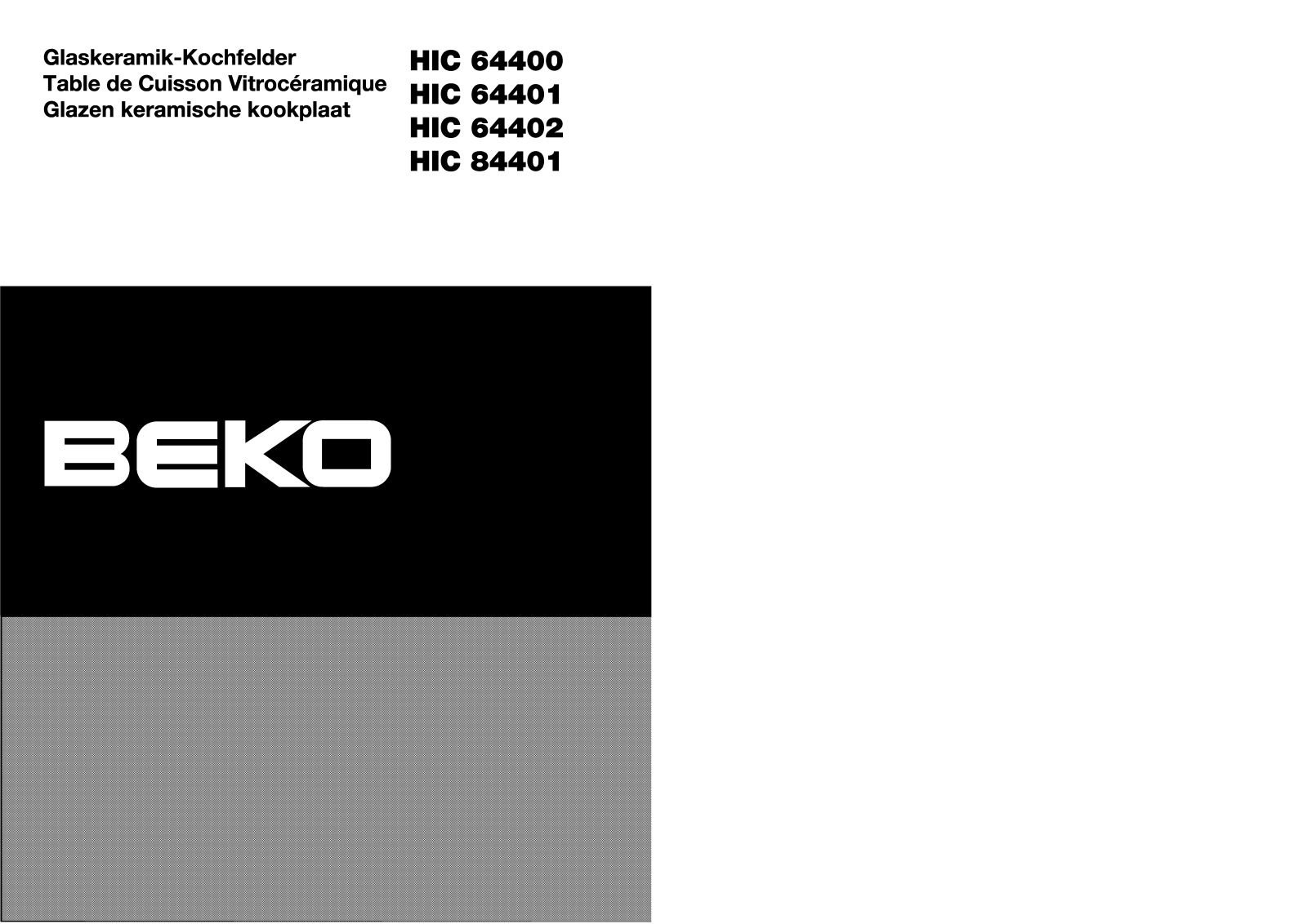 BEKO HIC64402, HIC64401 User Manual