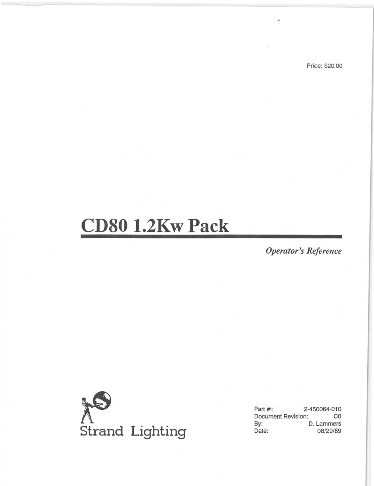 Strand CD80 1.2kW Pack CD80 Pack Operators Reference - ManualMachine.com