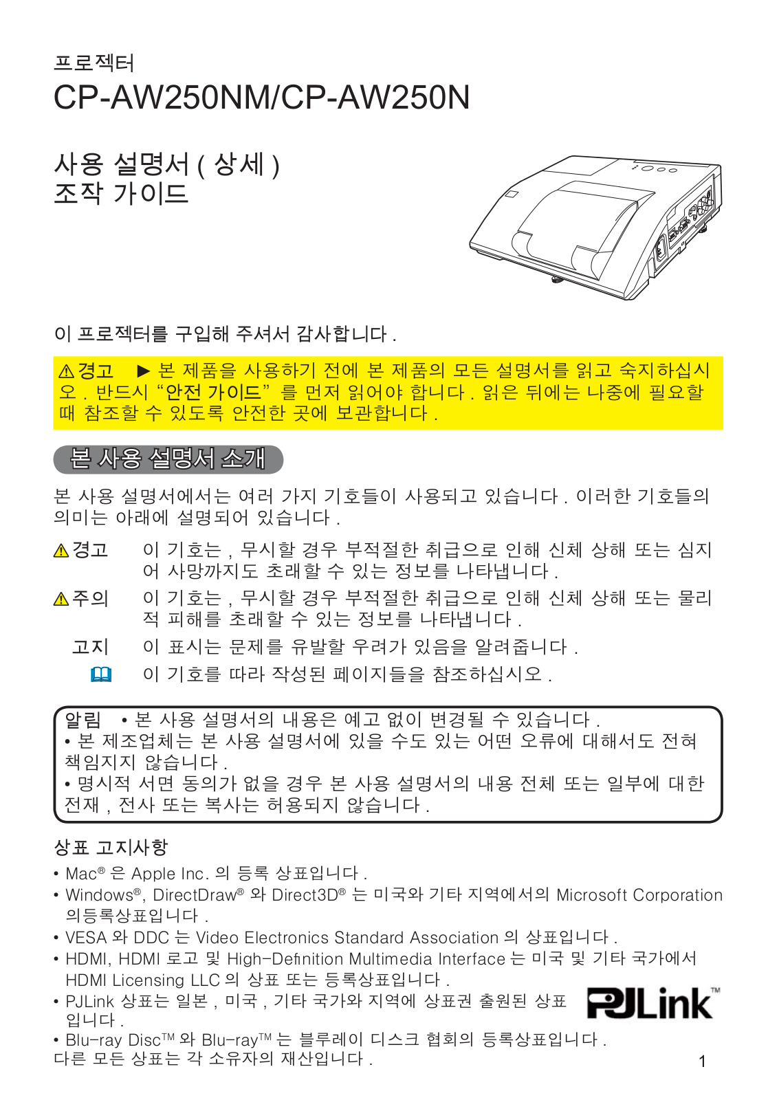 Hitachi CP-AW250N, CP-AW250NM User Manual