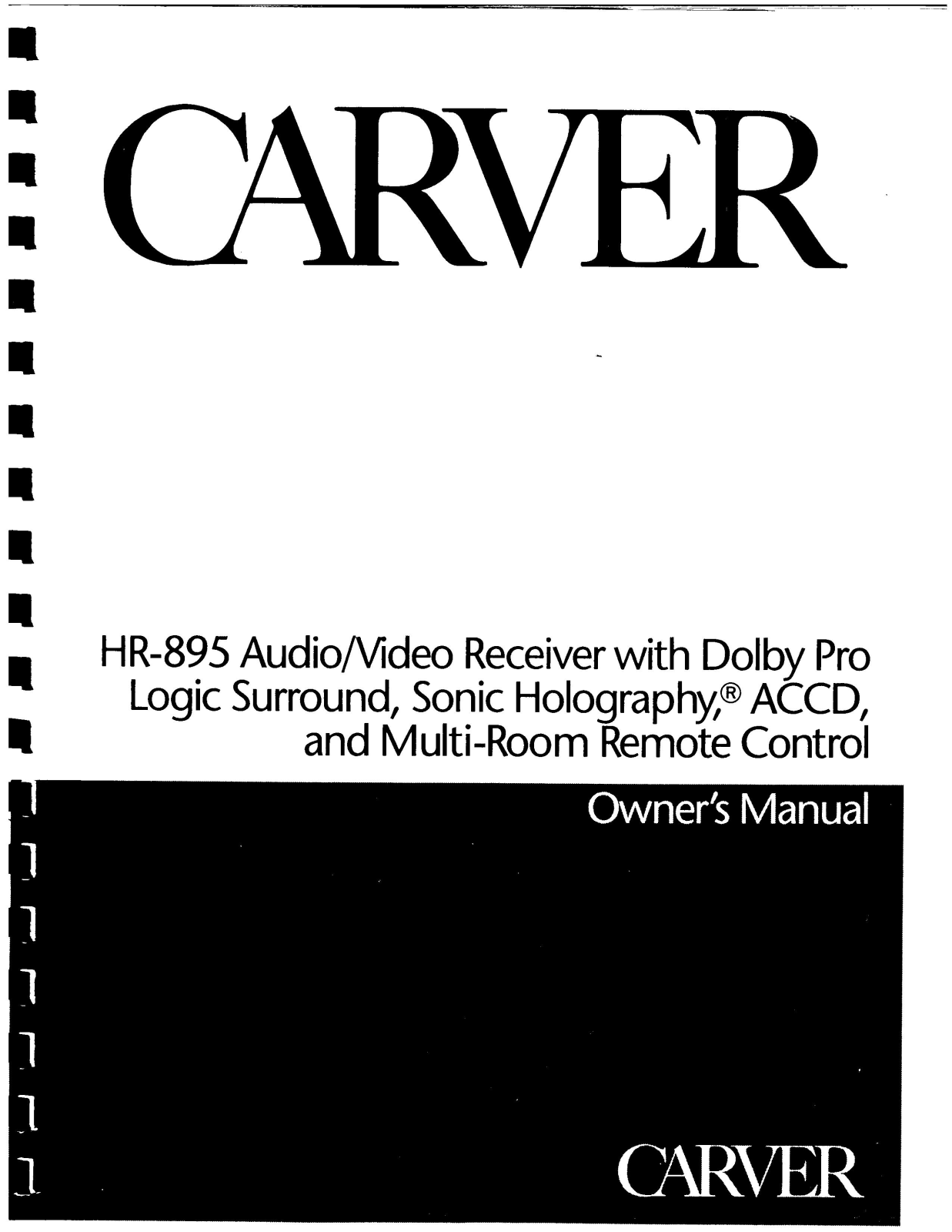 Carver HR-895 Owners manual