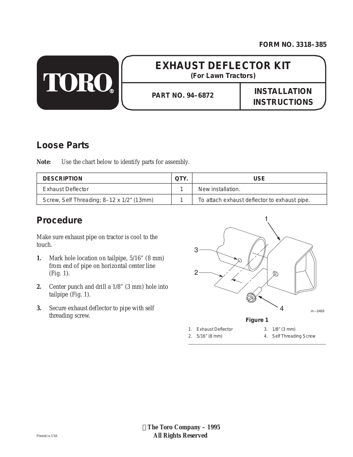 Toro 94-6872 Installation Instructions