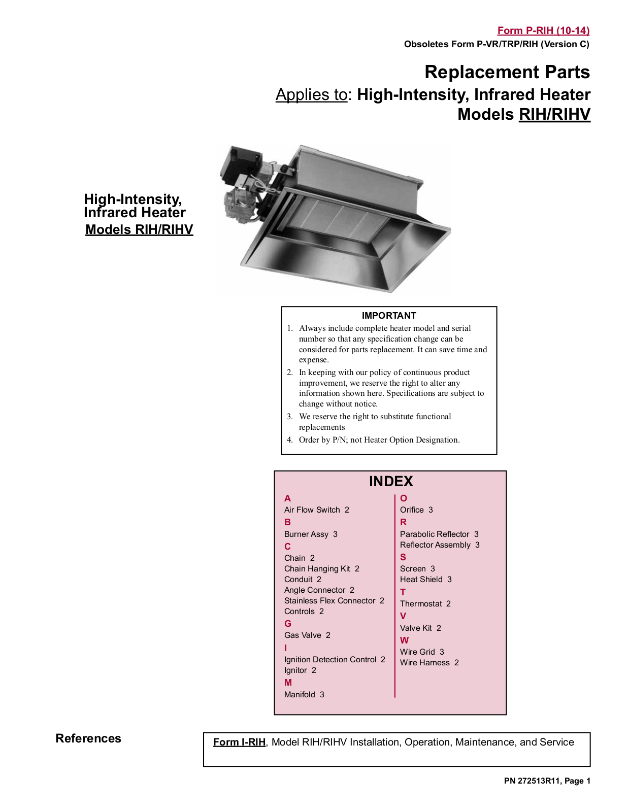 Reznor RIH User Manual