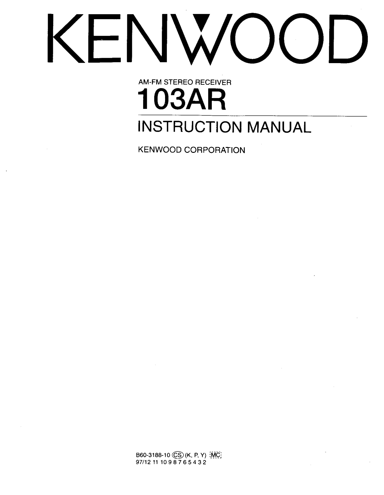 Kenwood 376, 103AR User Manual