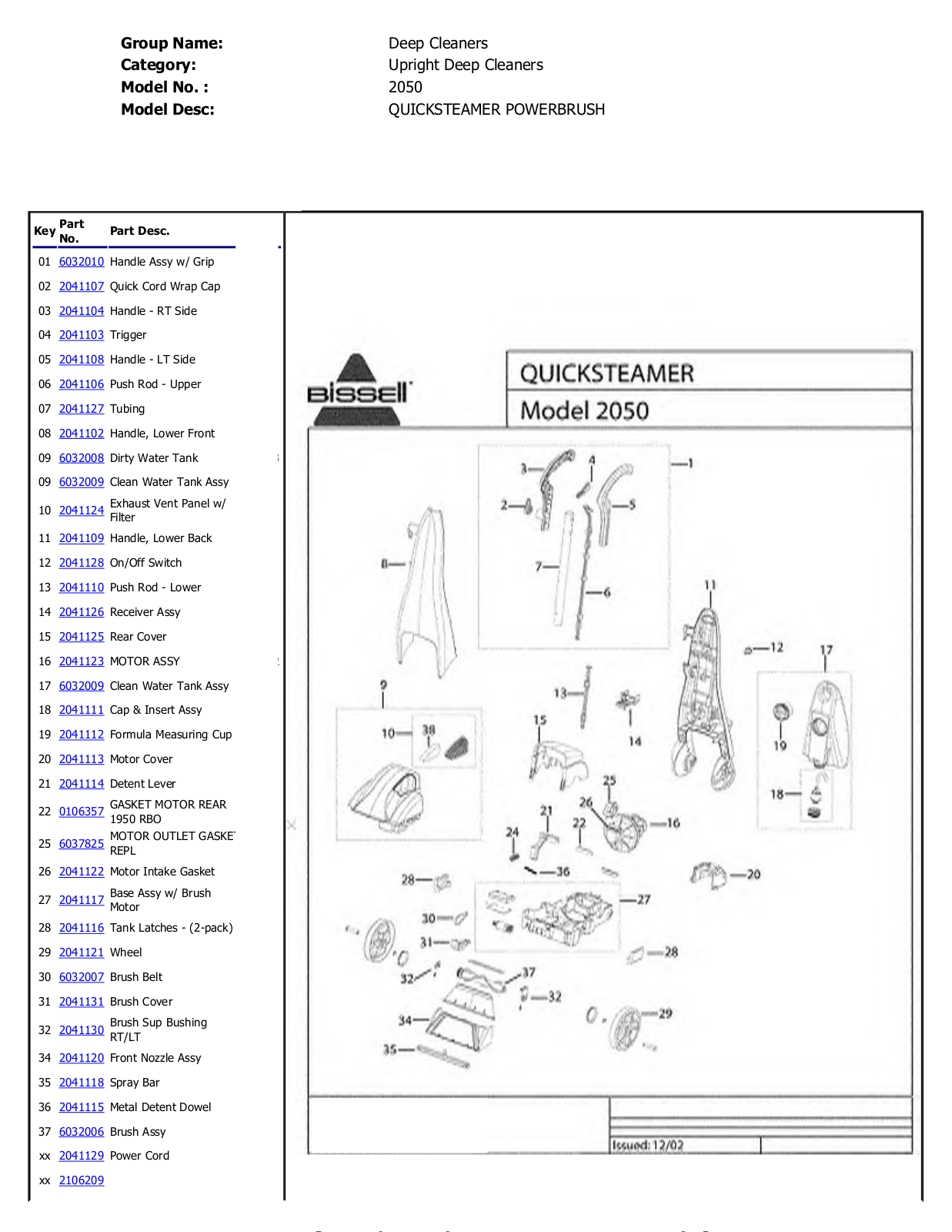 Bissell 2050 Owner's Manual