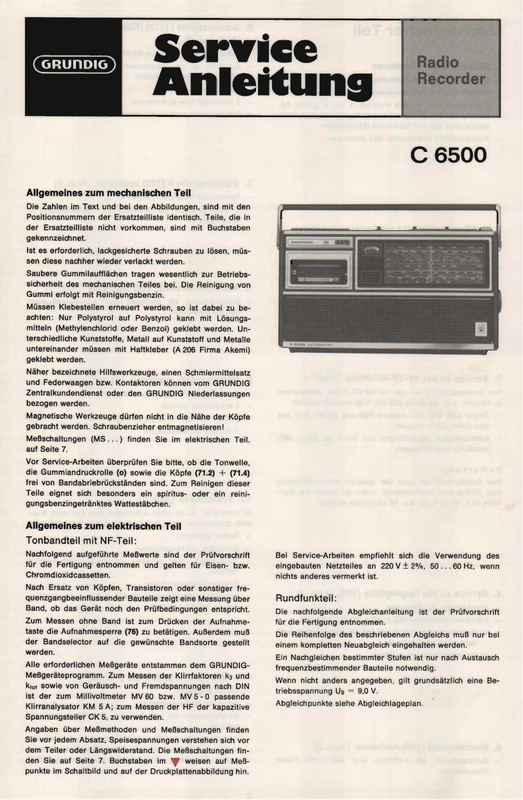 Grundig C-6500 Service Manual