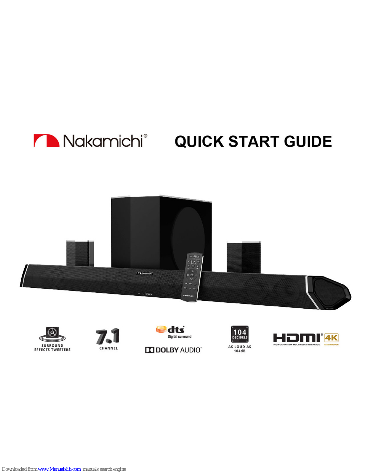 Nakamichi Shockwafe Pro Quick Start Manual