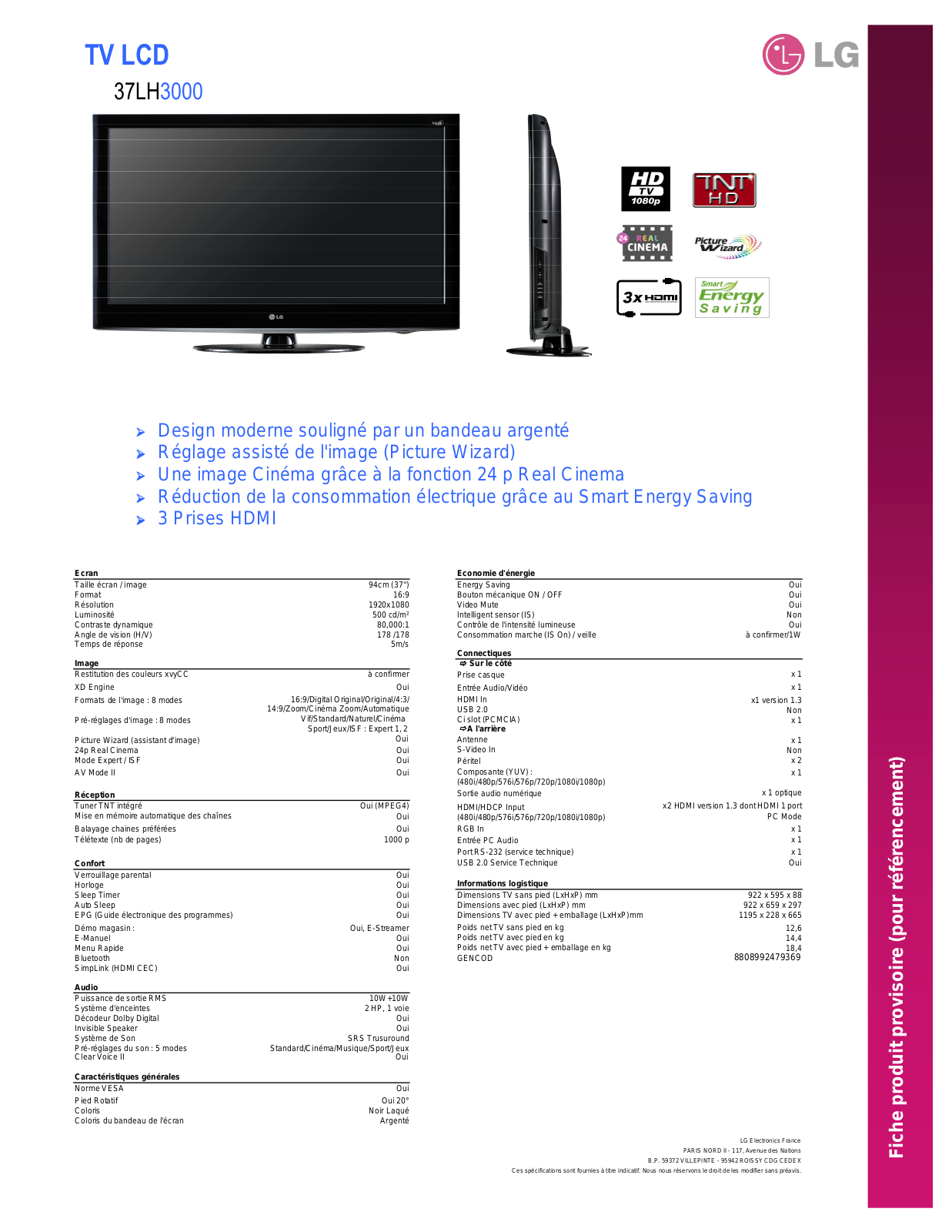 LG 37LH3000 User Manual