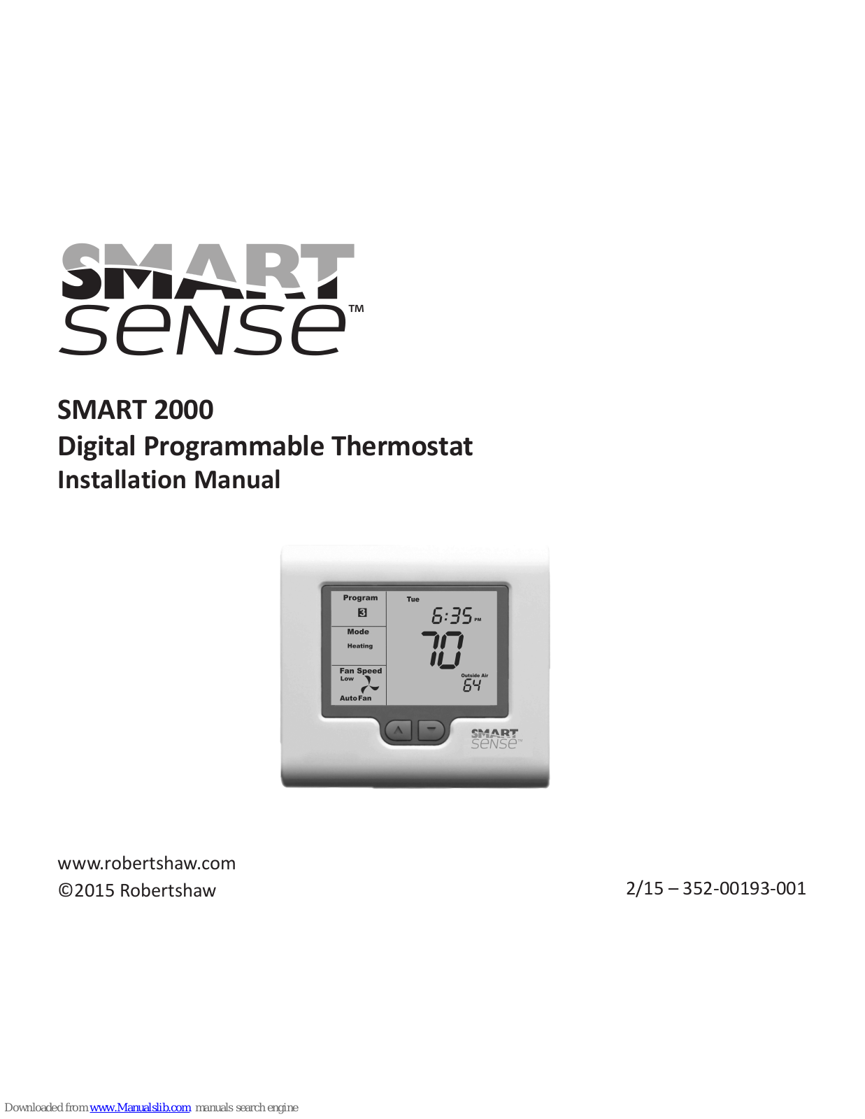 Robertshaw Smart Sense Series, SMART 2000 Installation Manual