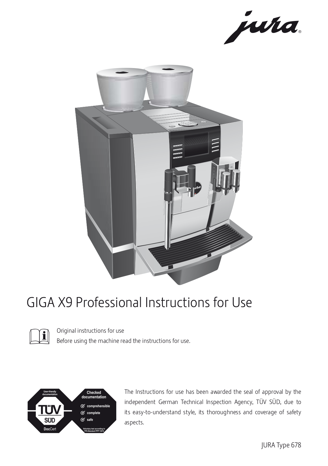 Jura GIGA X9 Professional User Manual