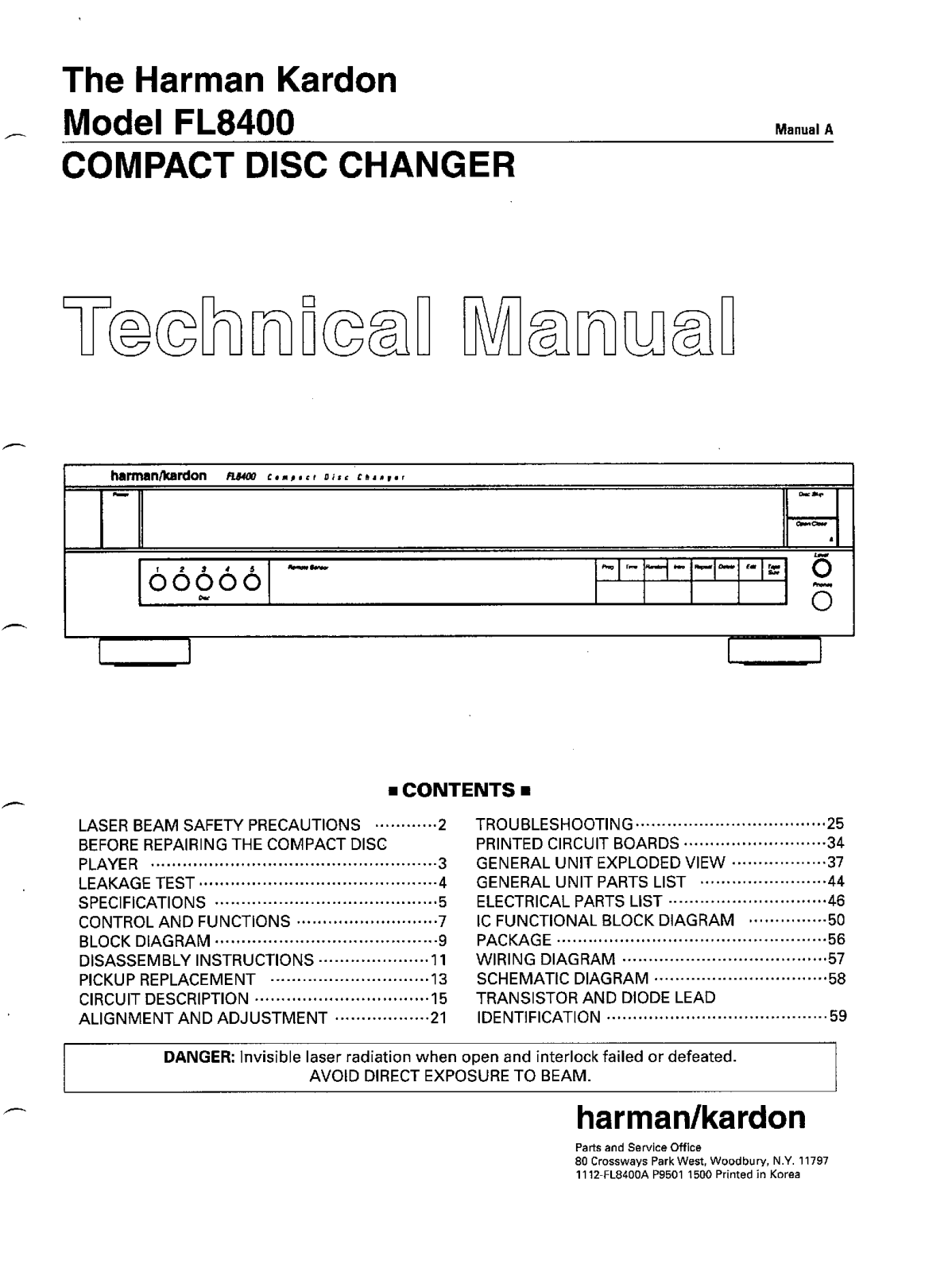 Harman Kardon FL 8400 Service manual