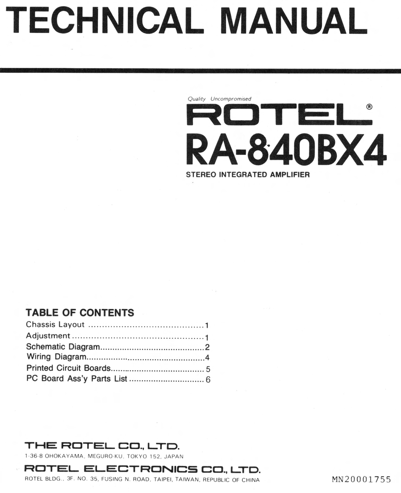 Rotel RA-840-BX-4 Service manual