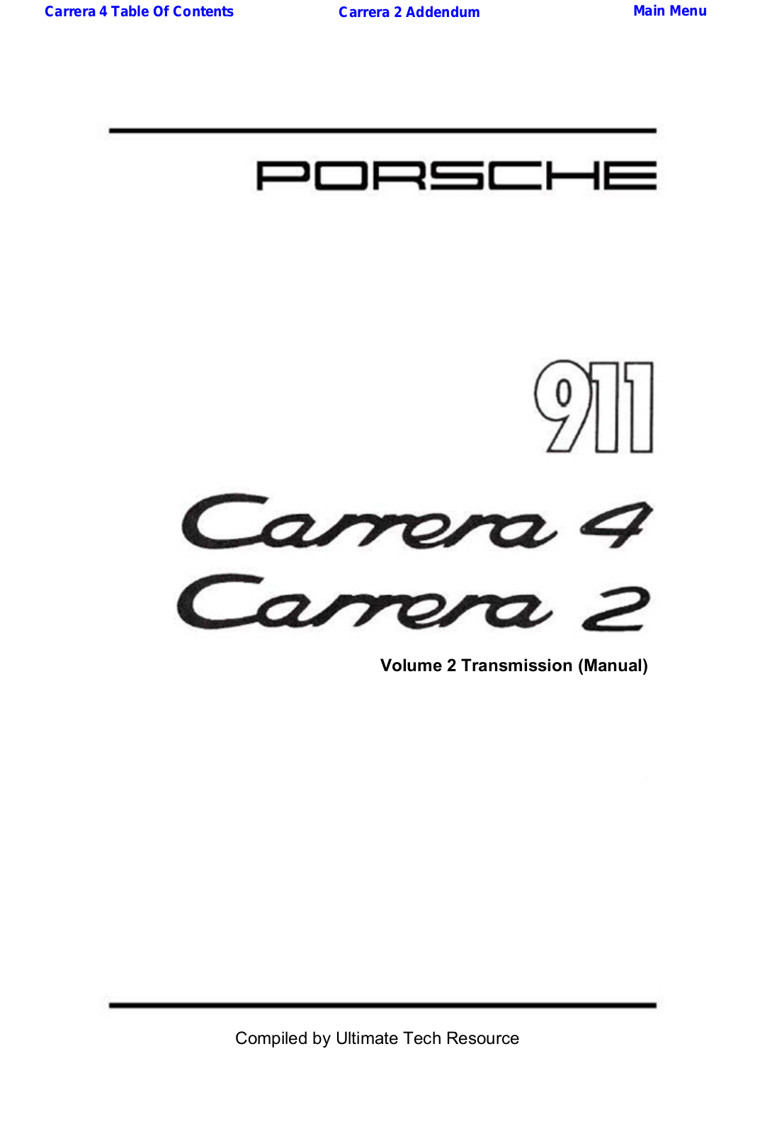 Porsche 911 VOLUME 2, CARRERA 2 VOLUME 2 User Manual