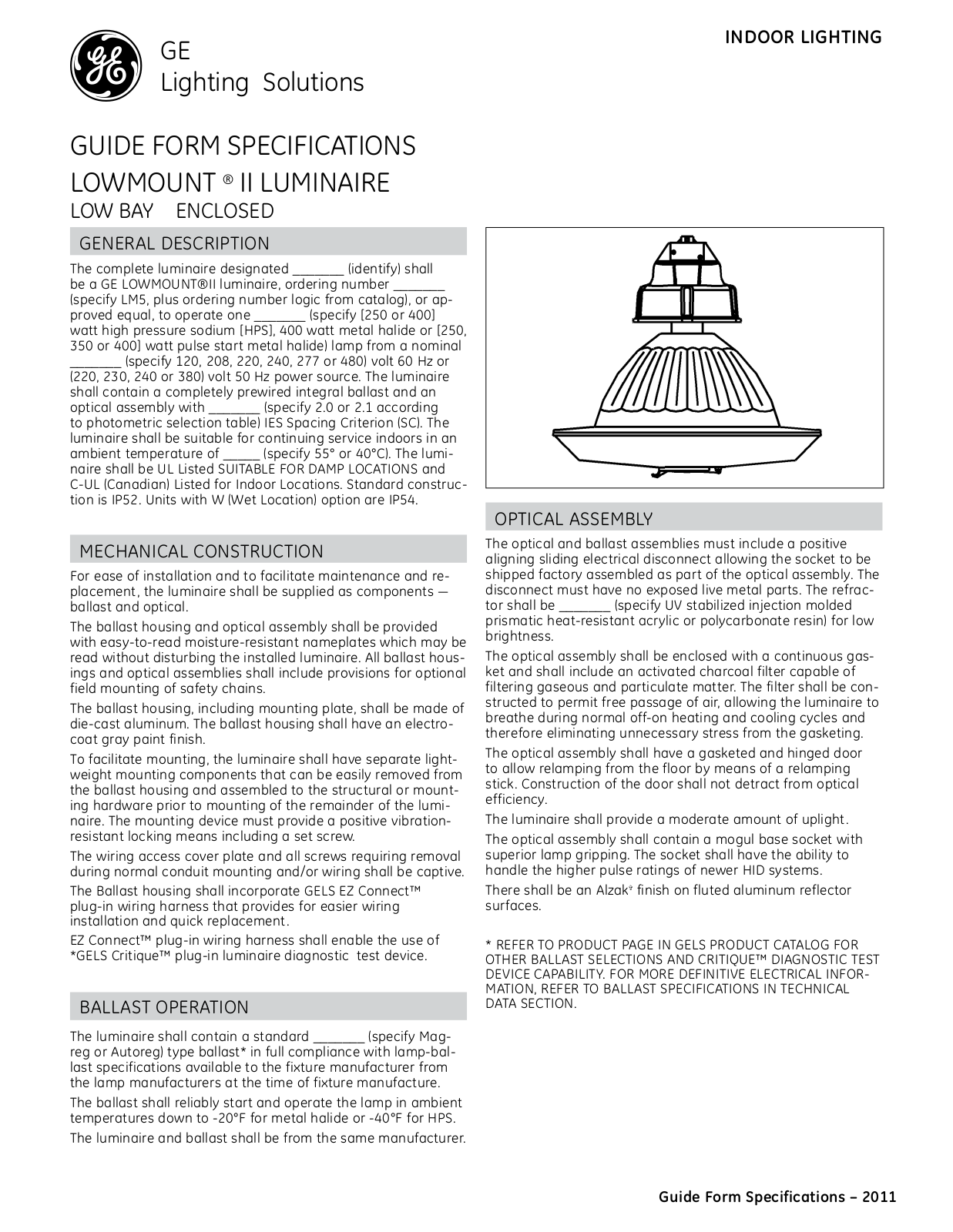 GE LM5 Specification Sheet