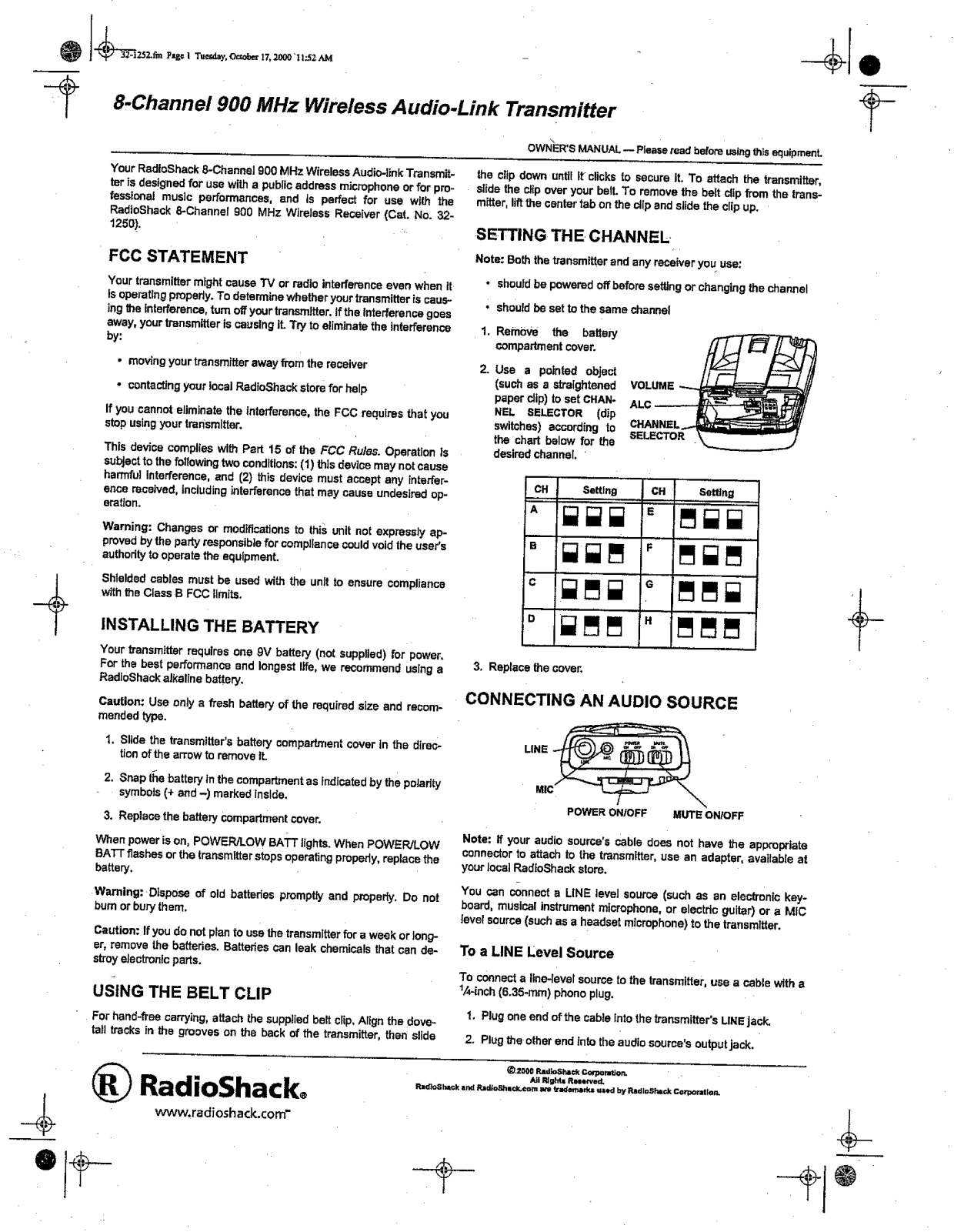 Radio Shack 3201252 User Manual