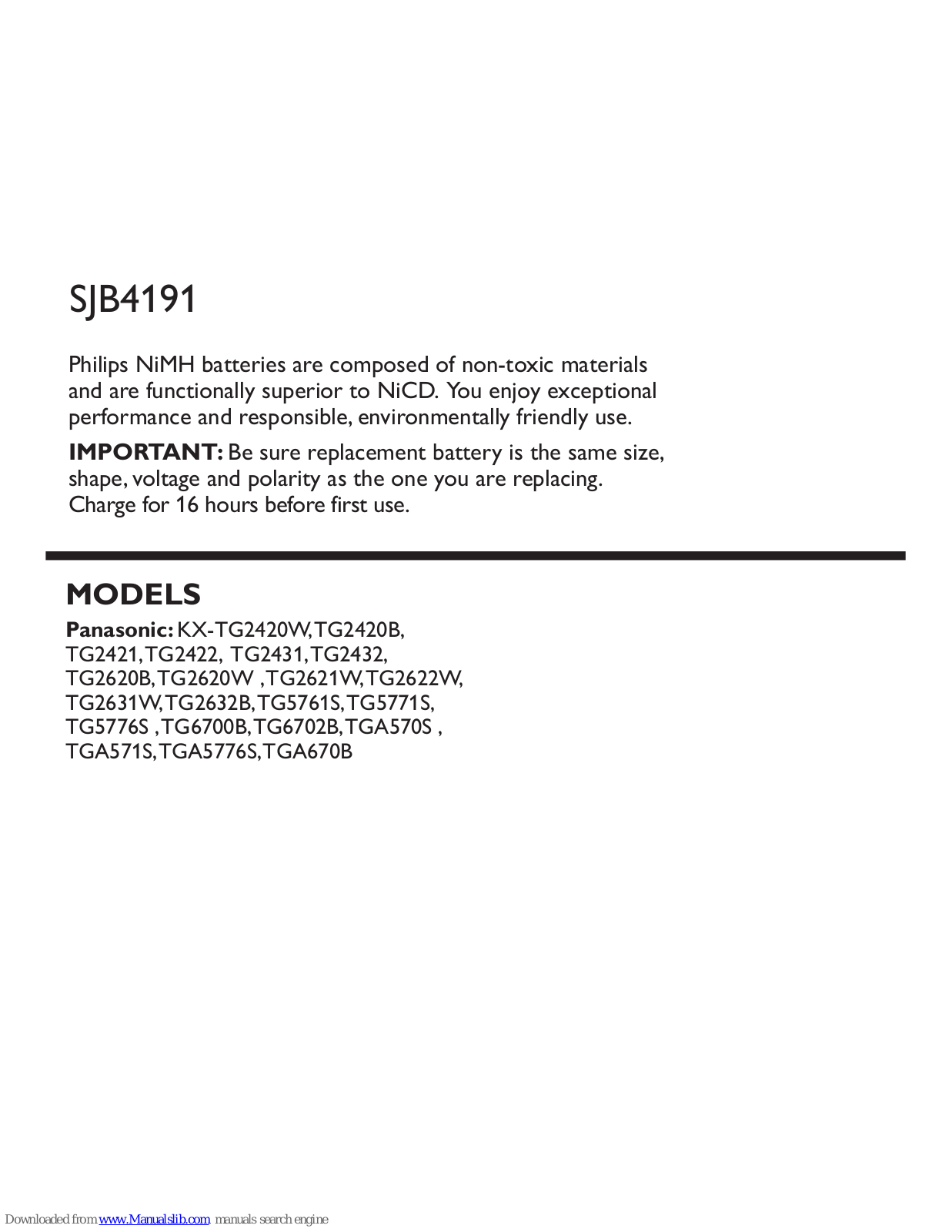 Philips SJB4191/37, SJB4191/17, SJB4191 Datasheet - ManualMachine.com