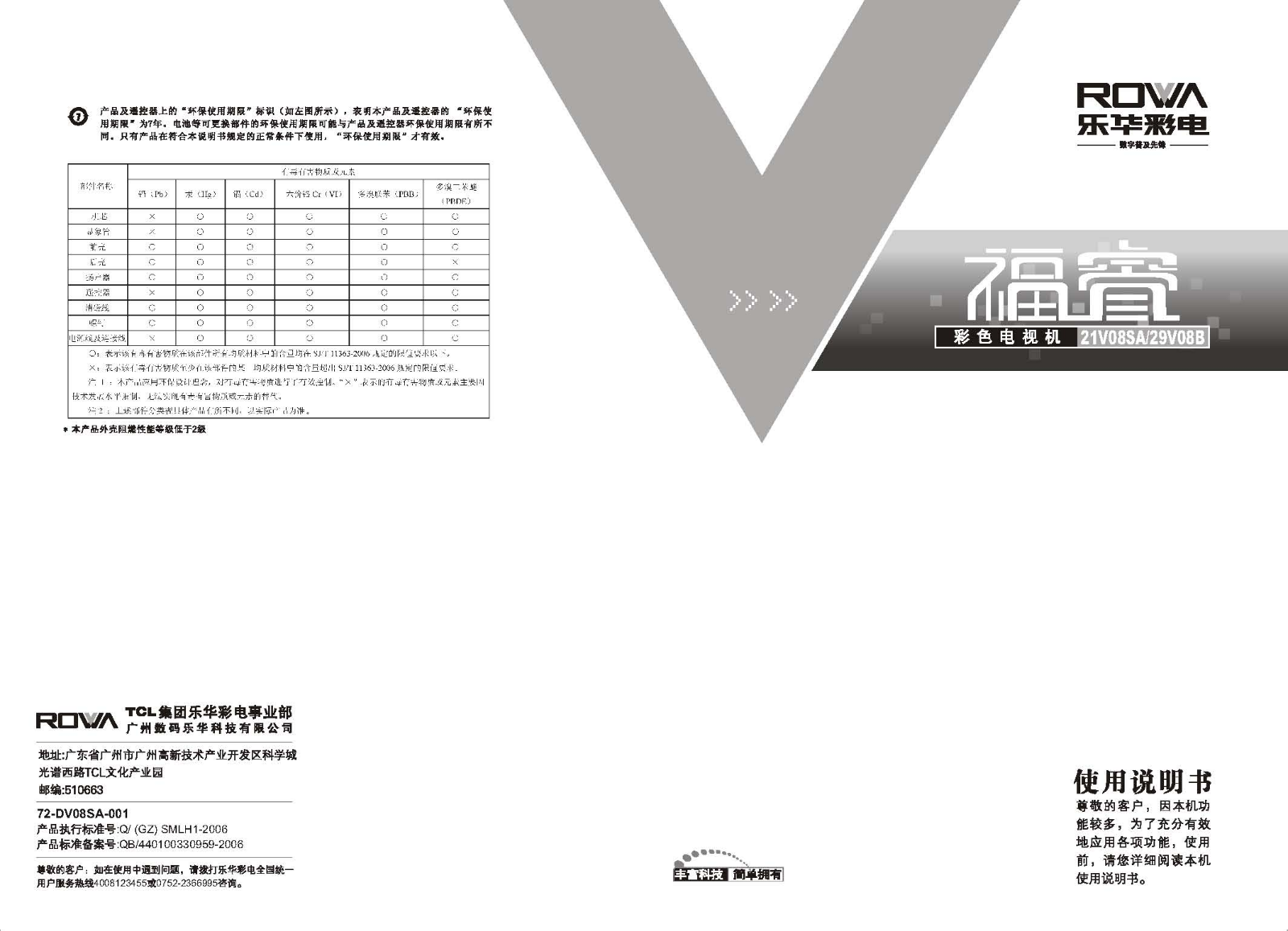 ROWA 21V08SA, 29V08B User Manual