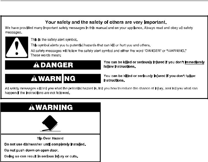 Whirlpool DU930PWSQ, DU930PWSB, DU915PWWT, DU915PWWS, DU915PWWQ Installation Instructions