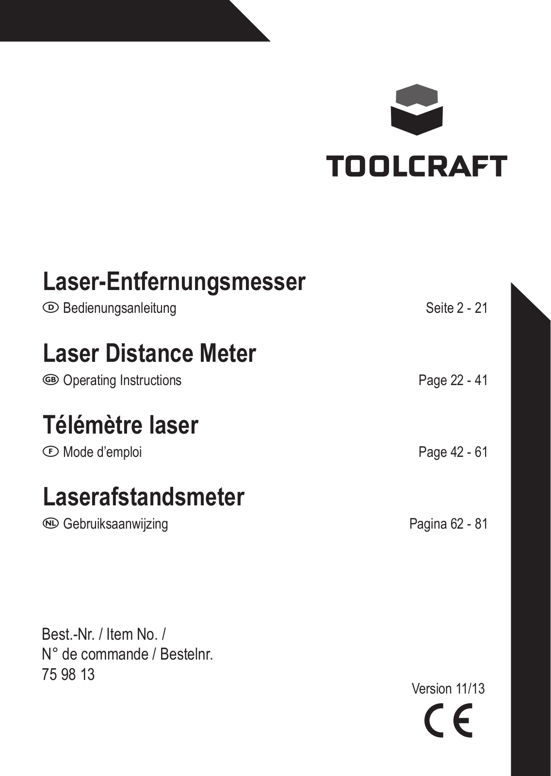 TOOLCRAFT LDM 30 User guide