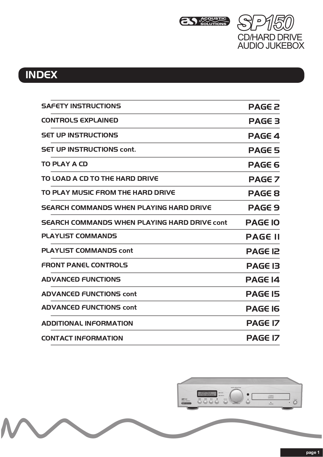 Acoustic Solutions SP150 User Manual