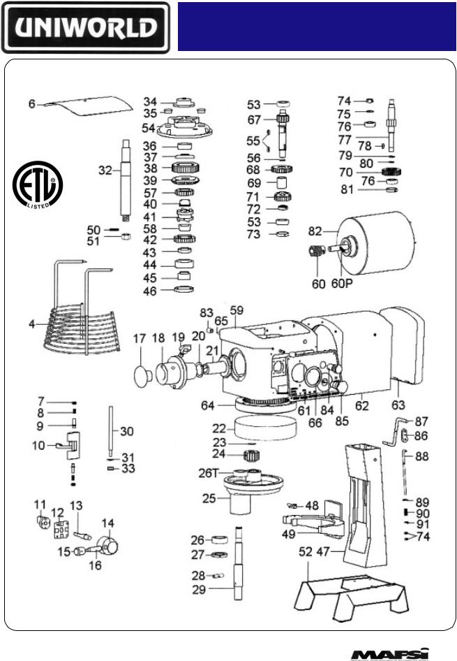 Uniworld UPM-30E Parts List