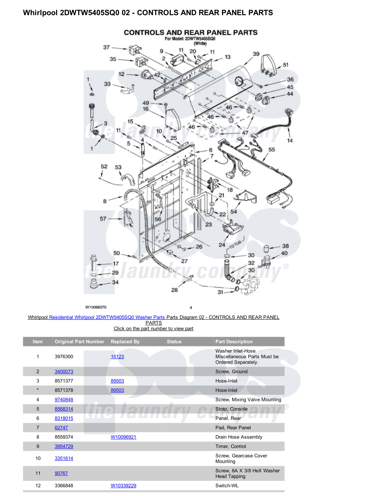 Whirlpool 2DWTW5405SQ0 Parts Diagram