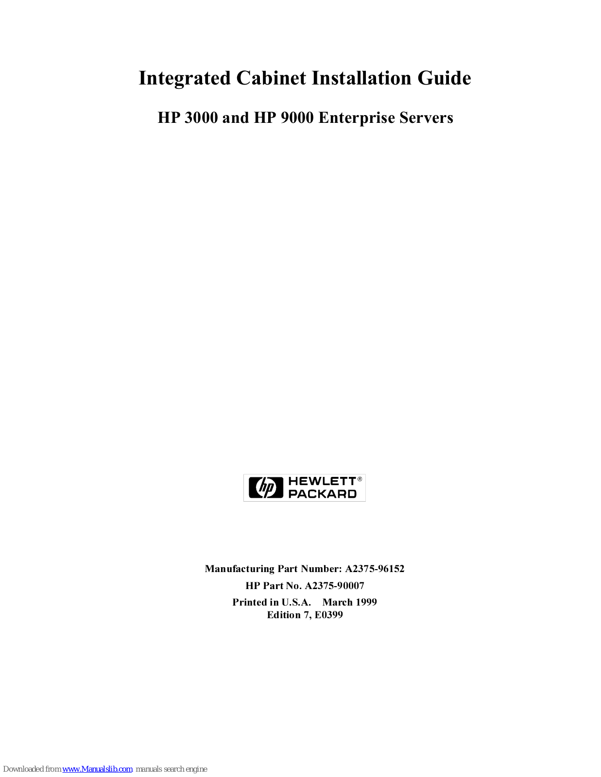 HP A5134A, A5135A, A5136A, A4900A, A4901A Installation Manual