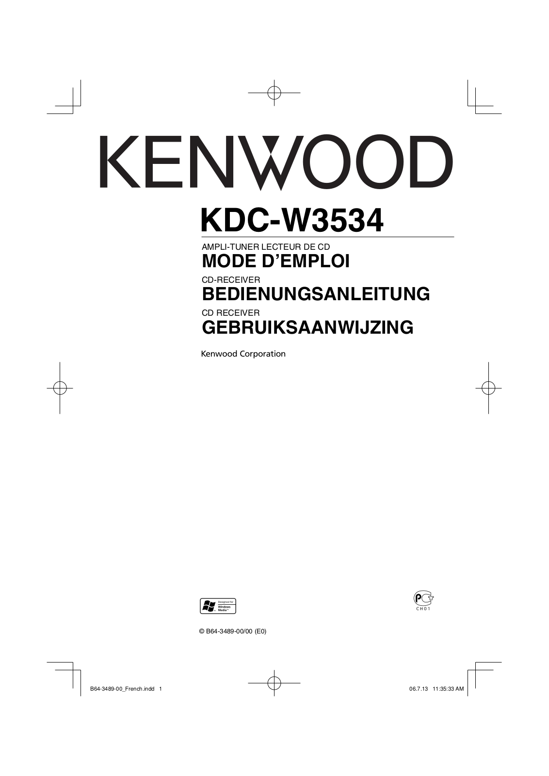 Kenwood KDC-W3534 User Manual