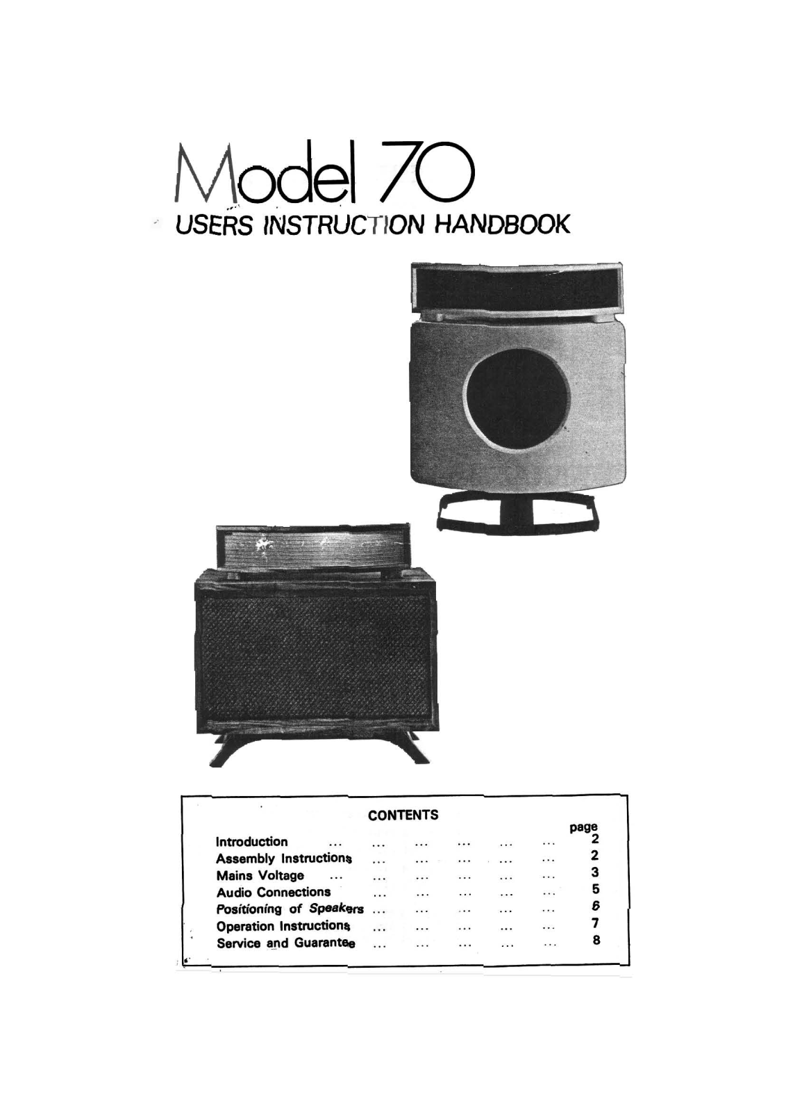 Bowers and Wilkins DM-70 Owners manual