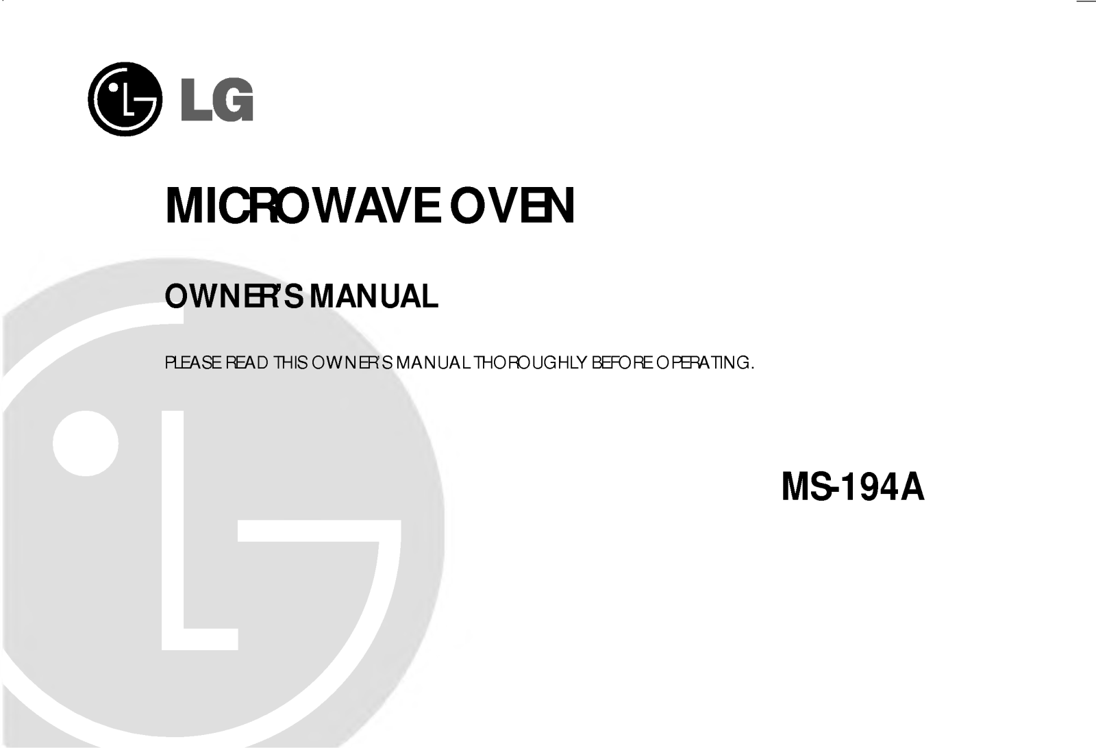 LG MS-194AY, 767.8602000 User Manual