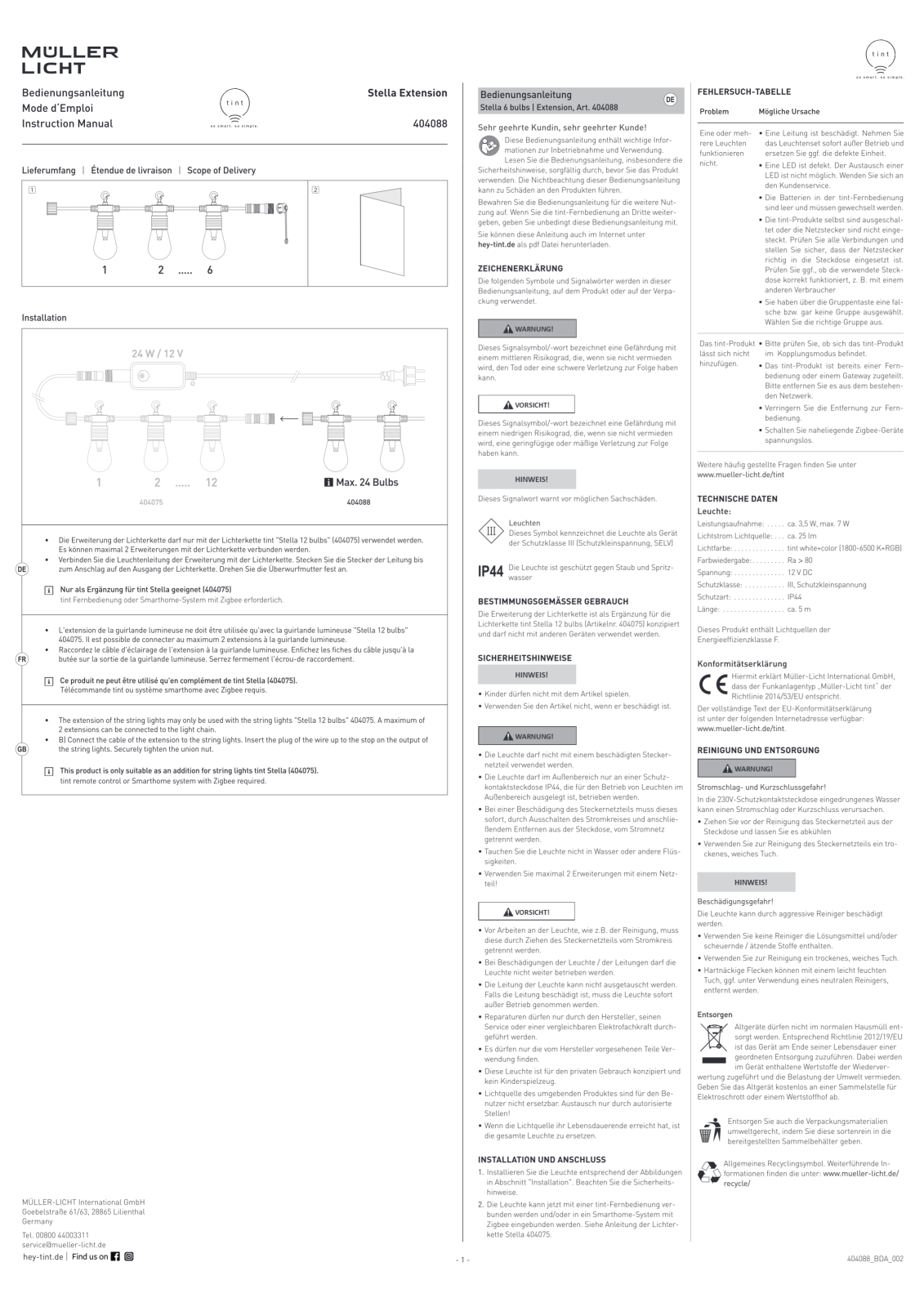 TINT MLI 404088 Instructions - ManualMachine.com