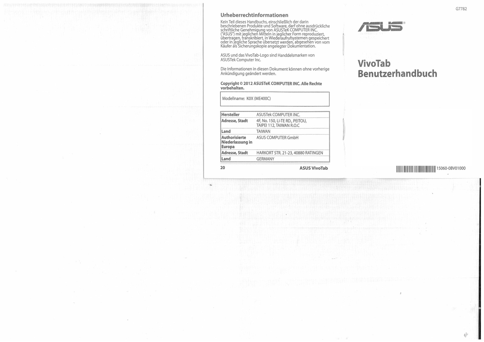 Asus K0X (ME400C) User guide