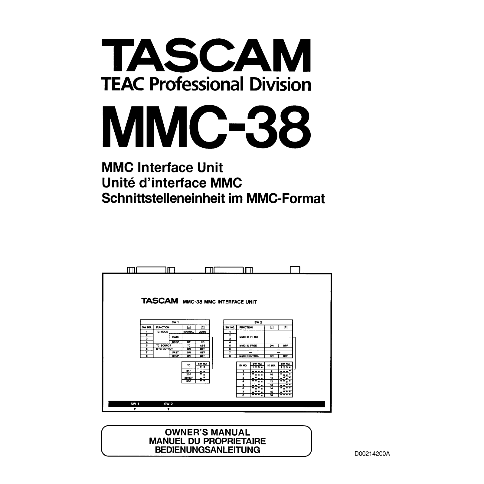 tascam MMC-38 User Guide