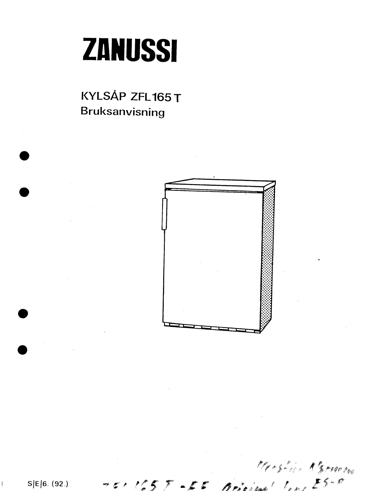 Zanussi ZFL165-TFF User Manual