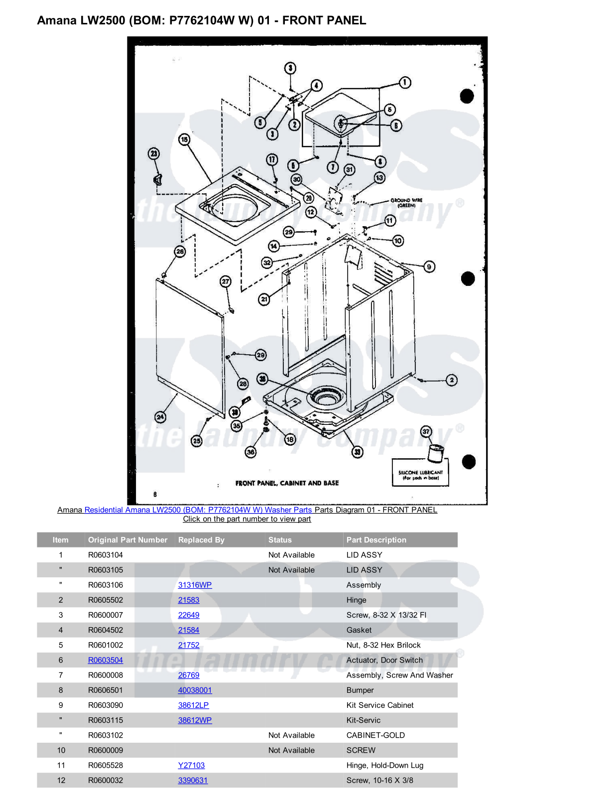 Amana LW2500 Parts Diagram