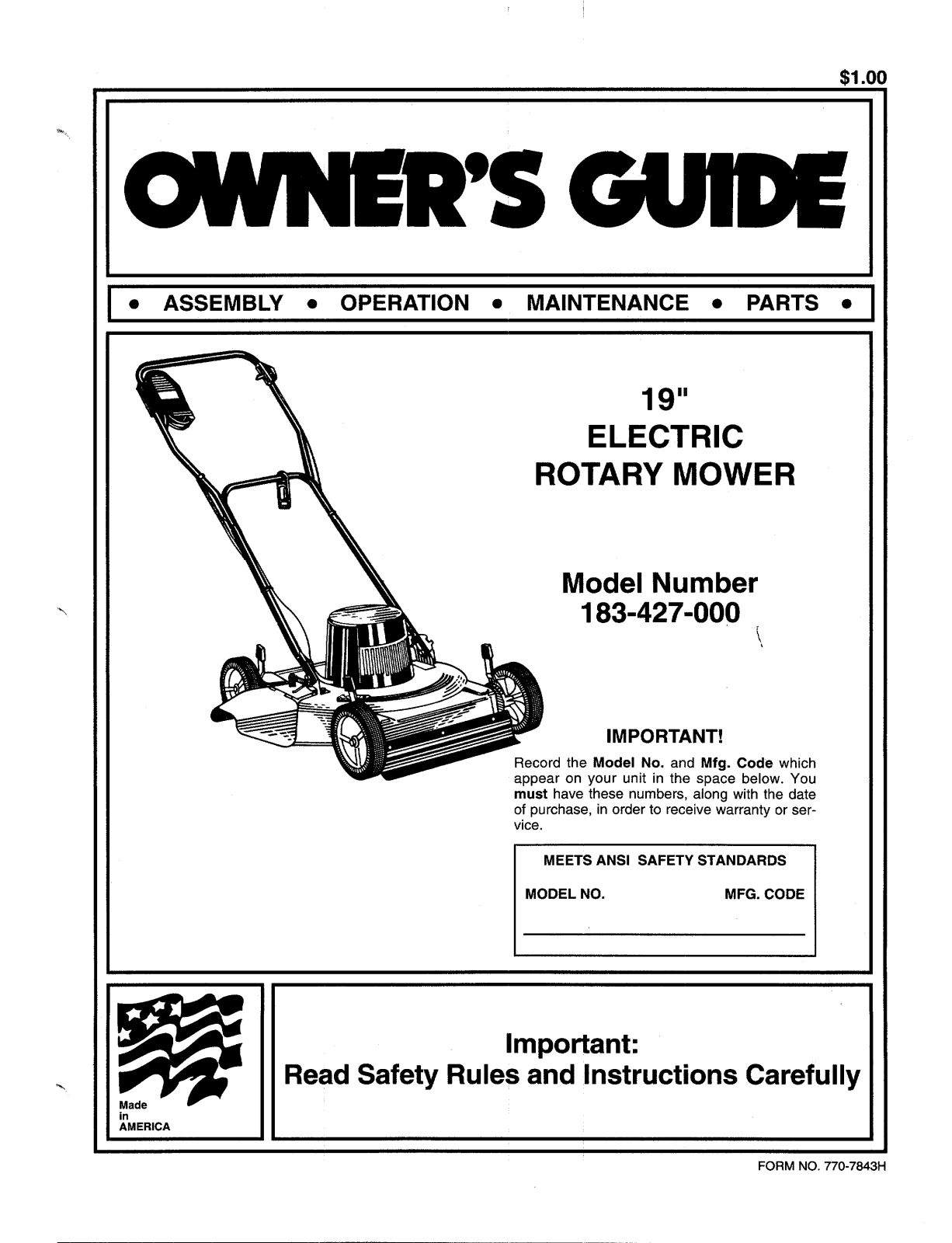 Bolens 183-427-000 User Manual