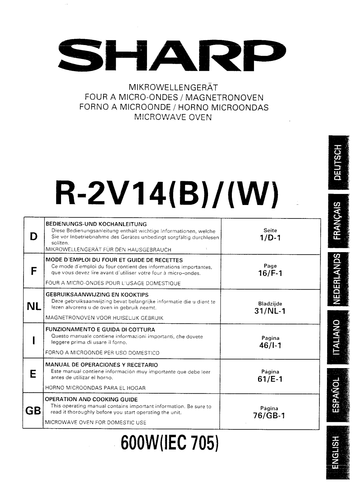 Sharp R-2V14 User Manual