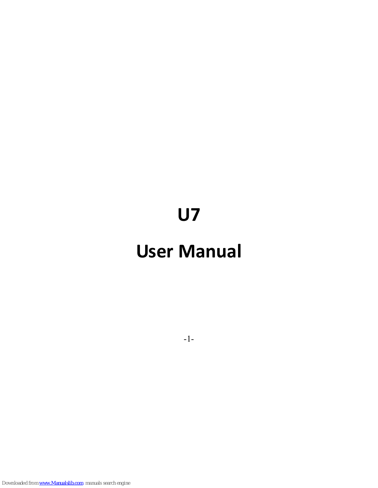 KONKA TELECOMMUNICATIONS U7 User Manual