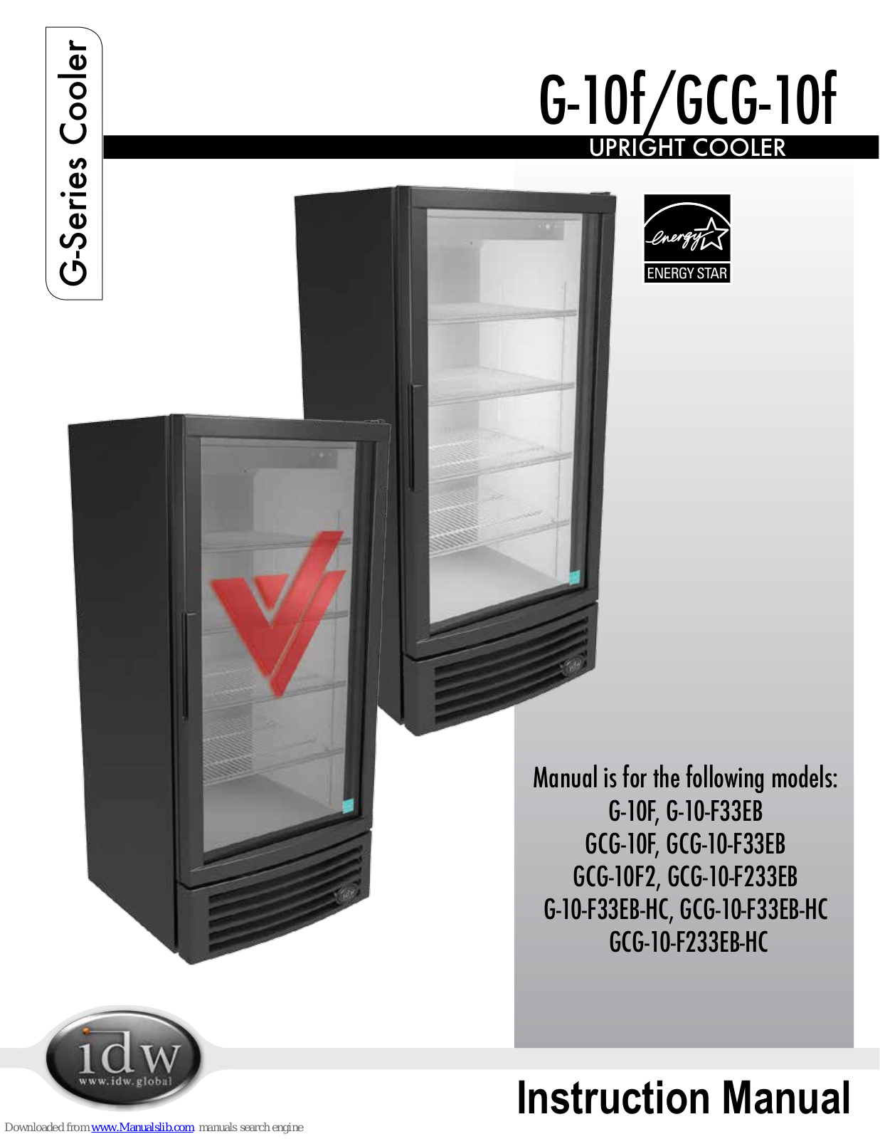 IDW G-10F, G-10-F33EB, GCG-10F, GCG-10-F33EB, GCG-10F2 Instruction Manual