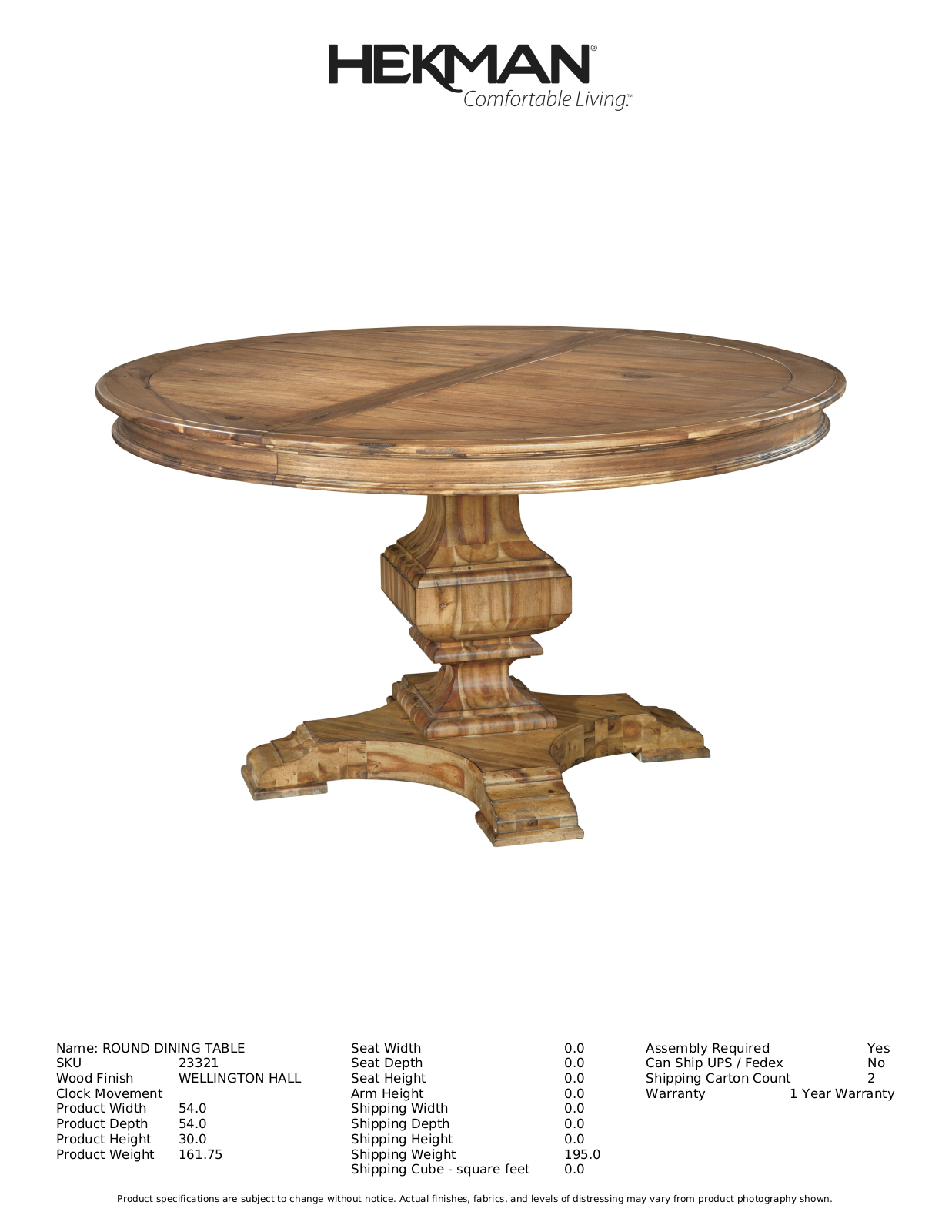 Hekman W001922211 Specifications - ManualMachine.com