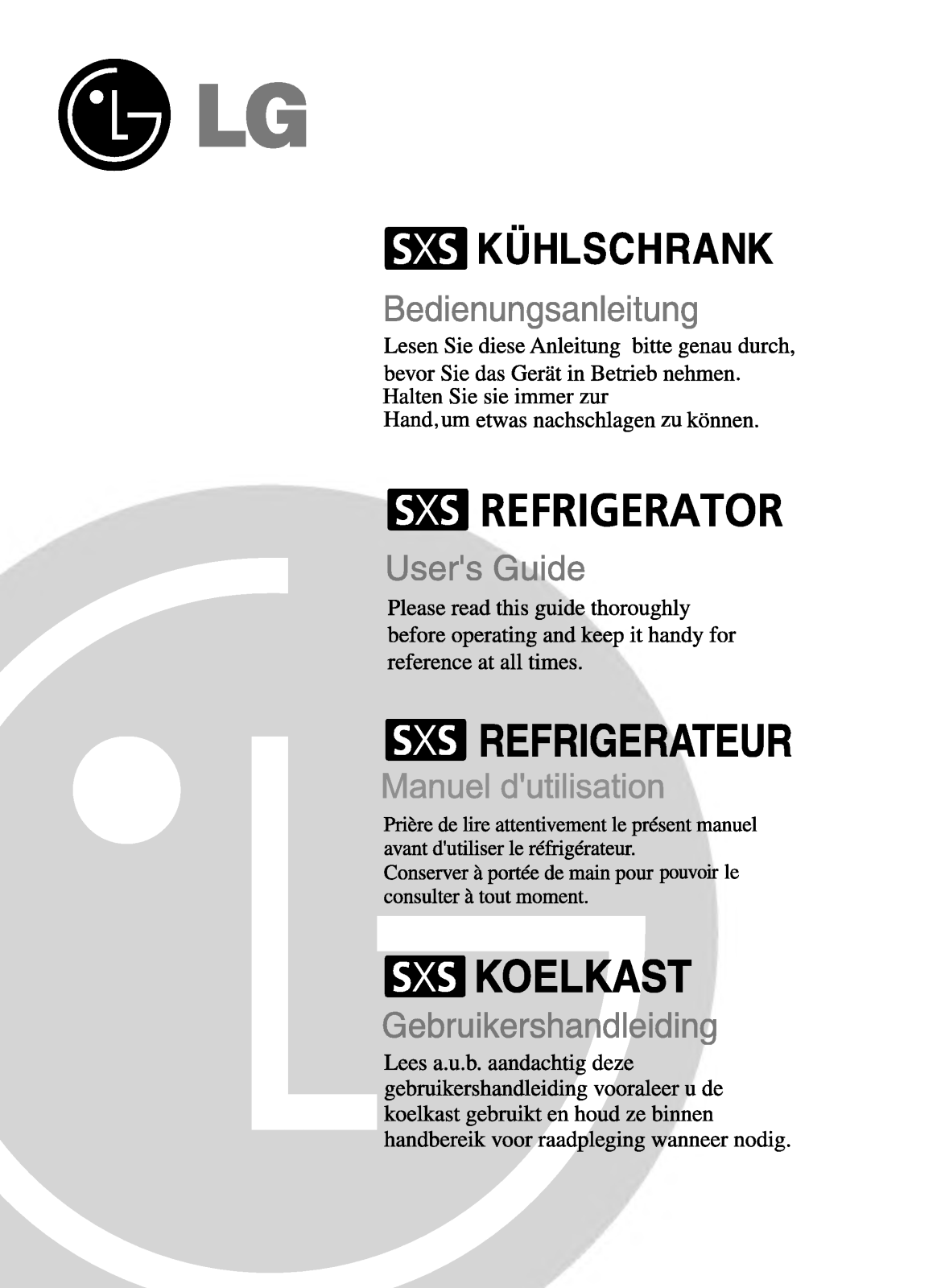 LG GR-B198GVCA User Manual