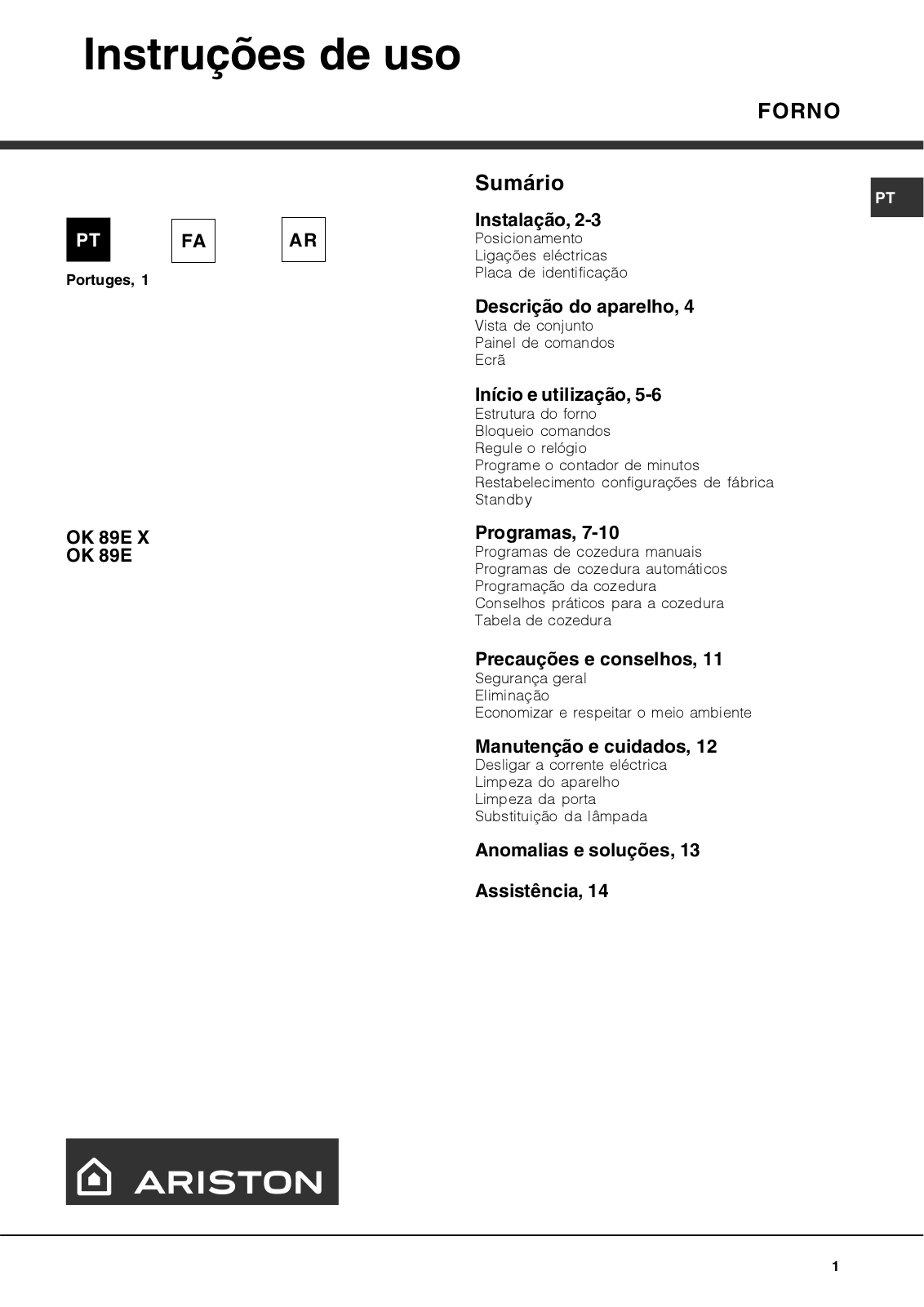 Hotpoint Ariston OK 89E X User Manual