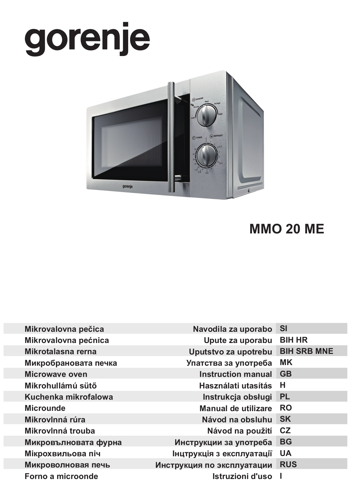 Gorenje MMO 20 ME User manual