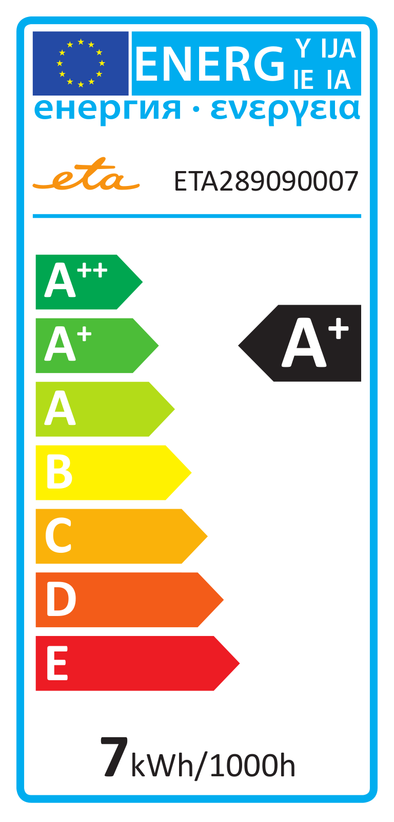 ETA 289090007 Energy label