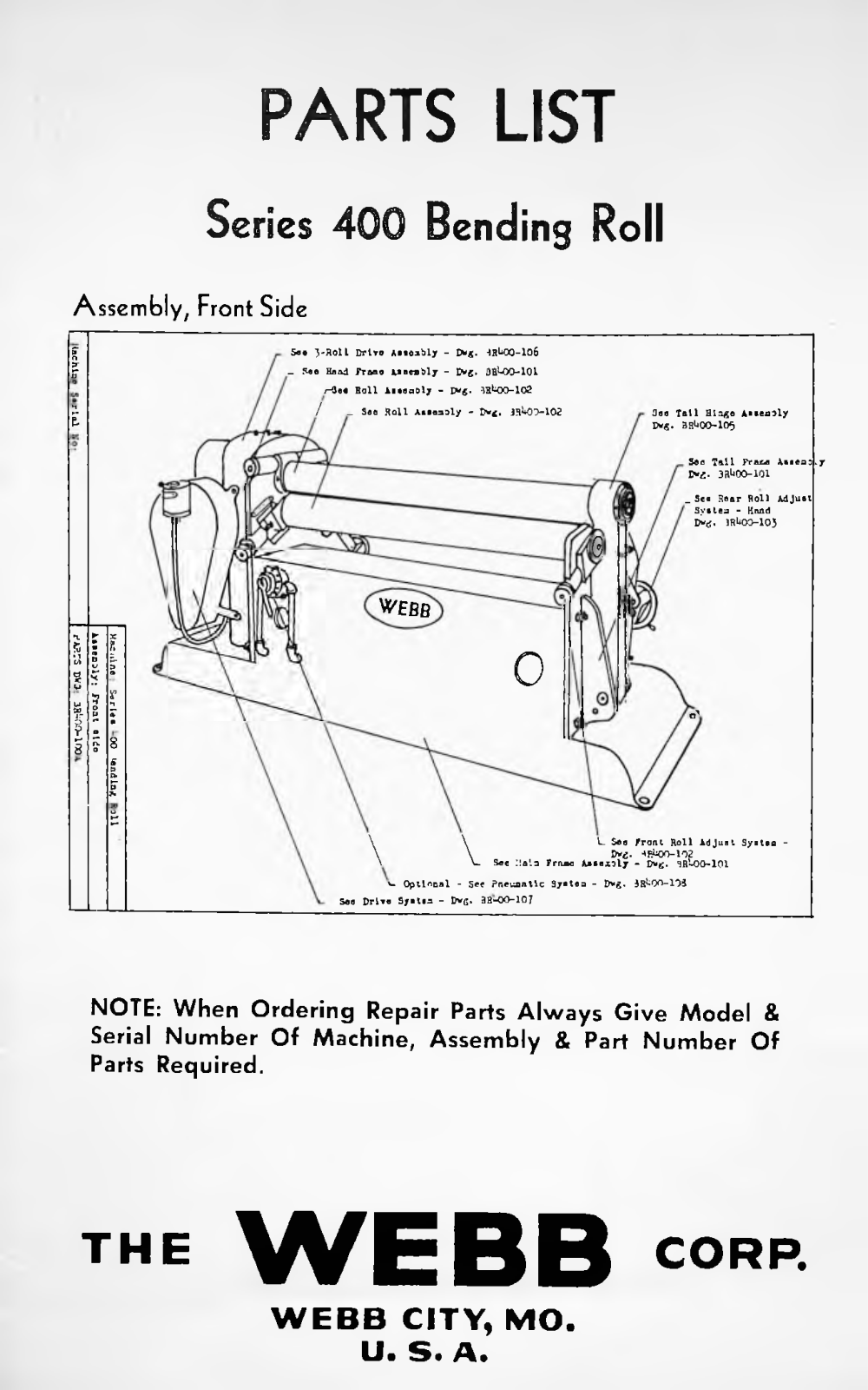 Webb Series 400 Bending Roll Other - ManualMachine.com