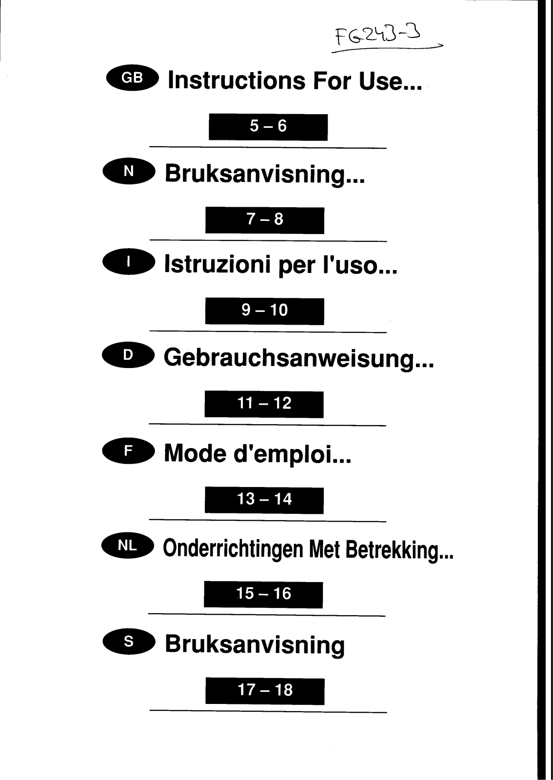 Elektro helios FG243-3FF User Manual