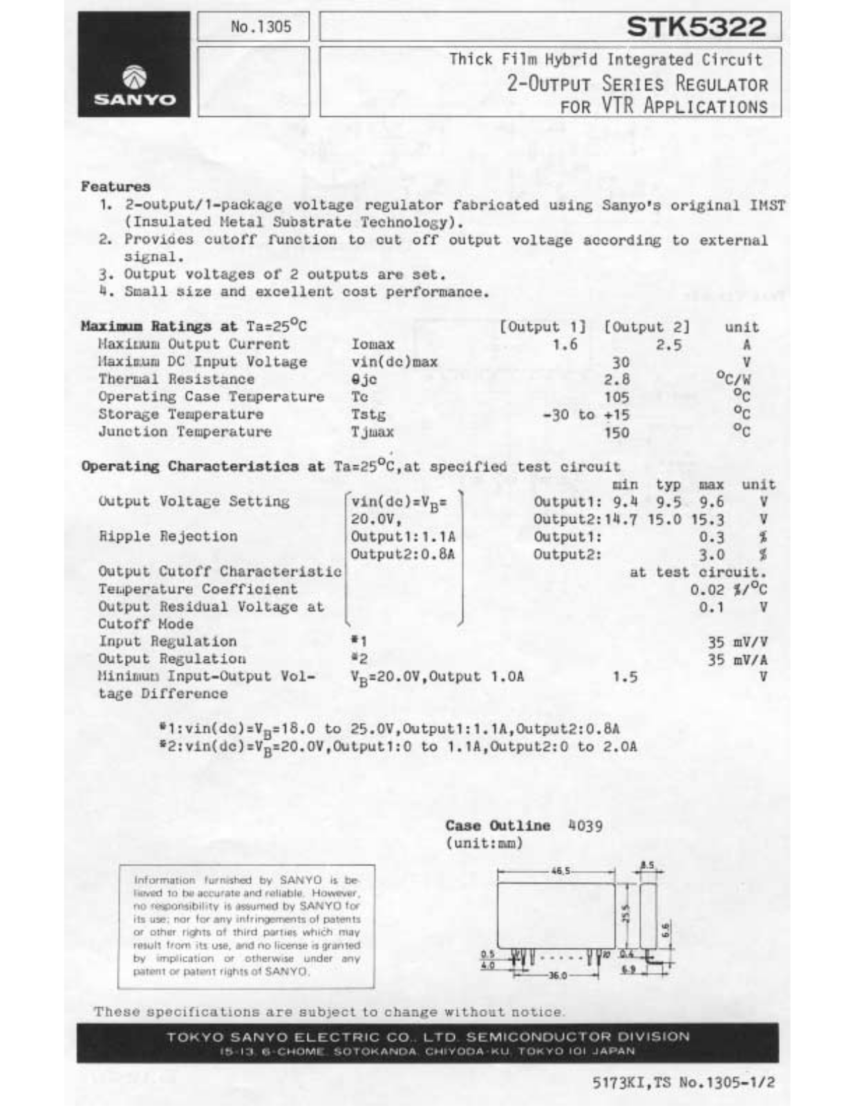 Datasheet STK5322 Specification - ManualMachine.com