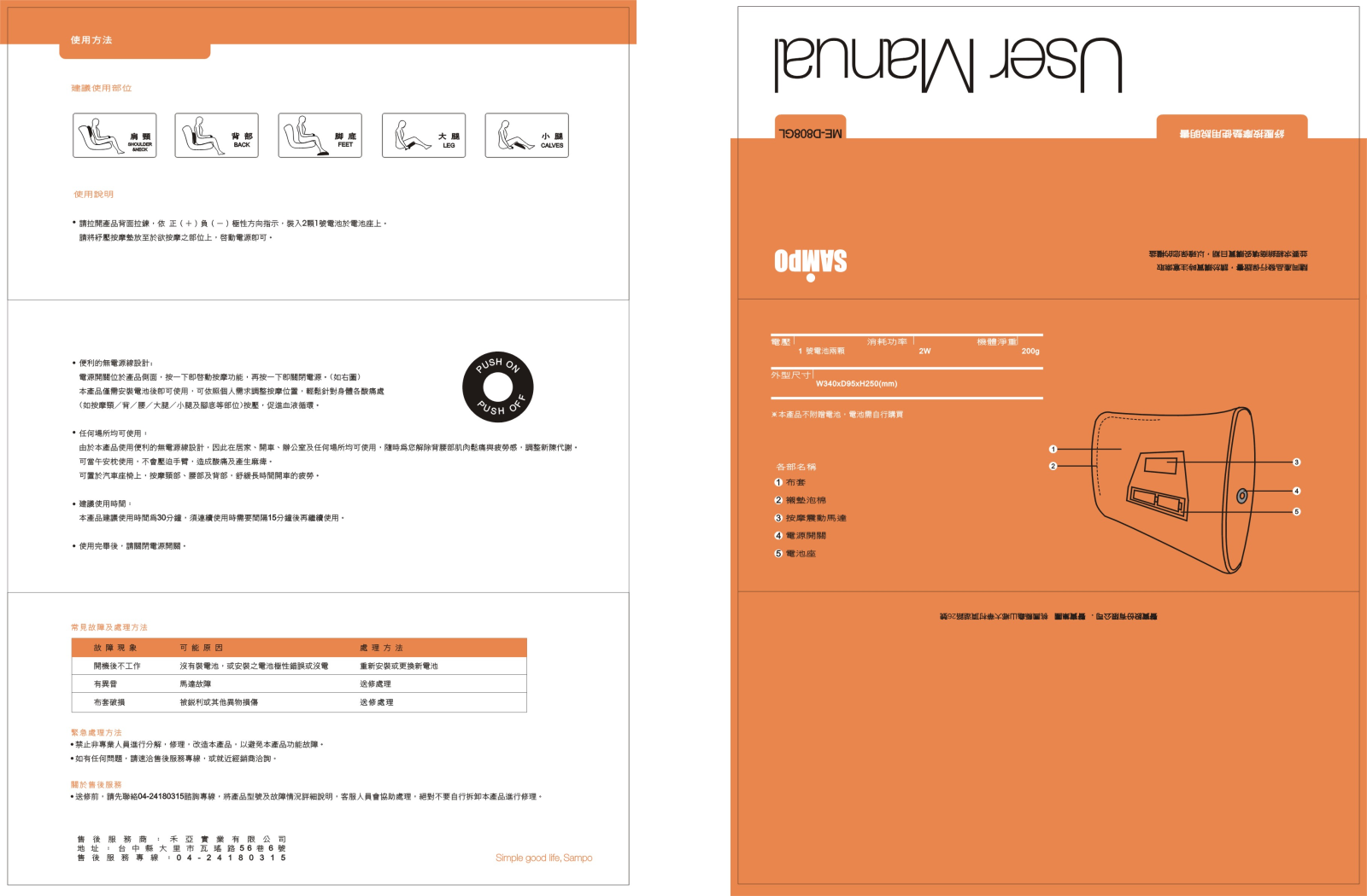 SAMPO ME-D808GL User Manual