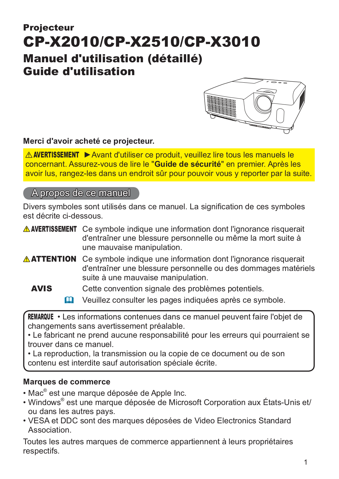 HITACHI CP-X2510EF, CP-X3010EF User Manual